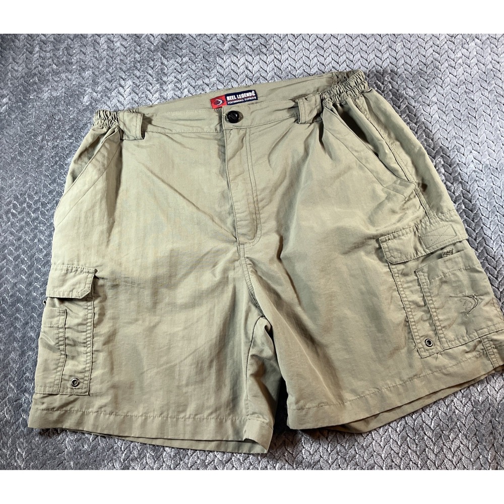 Reel Legends Shorts Mens 38 Cargo Army Green Performance Fishing Hiking Outdoor
